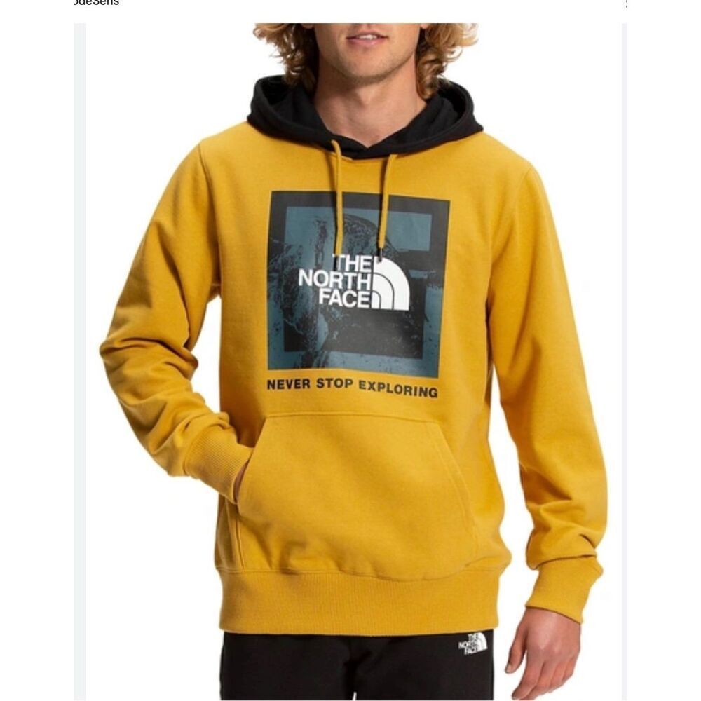 North Face Never Stop Exploring‎ Sweatshirt Mens Medium Gold Hoodie Outdoors New